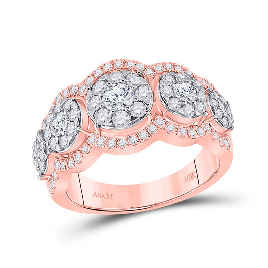 14K Rose Gold Womens Round Diamond Anniversary Ring 1-1/2 Cttw, Womens Size: 5-10