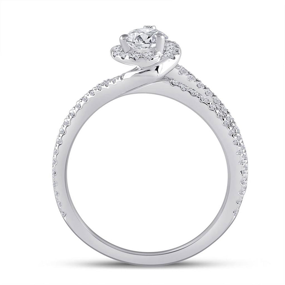 14K White Gold Pear Diamond Halo Bridal Wedding Engagement Ring 1 Cttw, Womens Size: 5-10