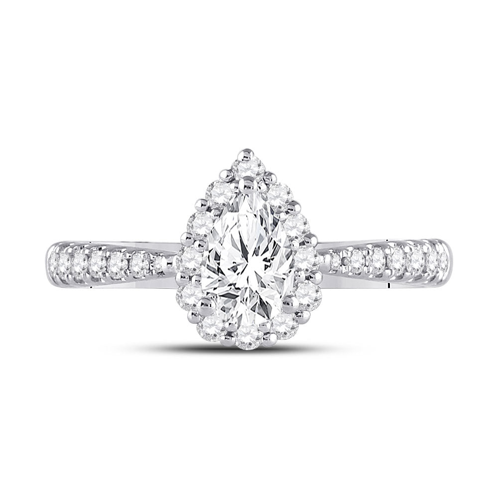 14K White Gold Pear Diamond Solitaire Bridal Wedding Engagement Ring 1 Cttw, Womens Size: 5-10