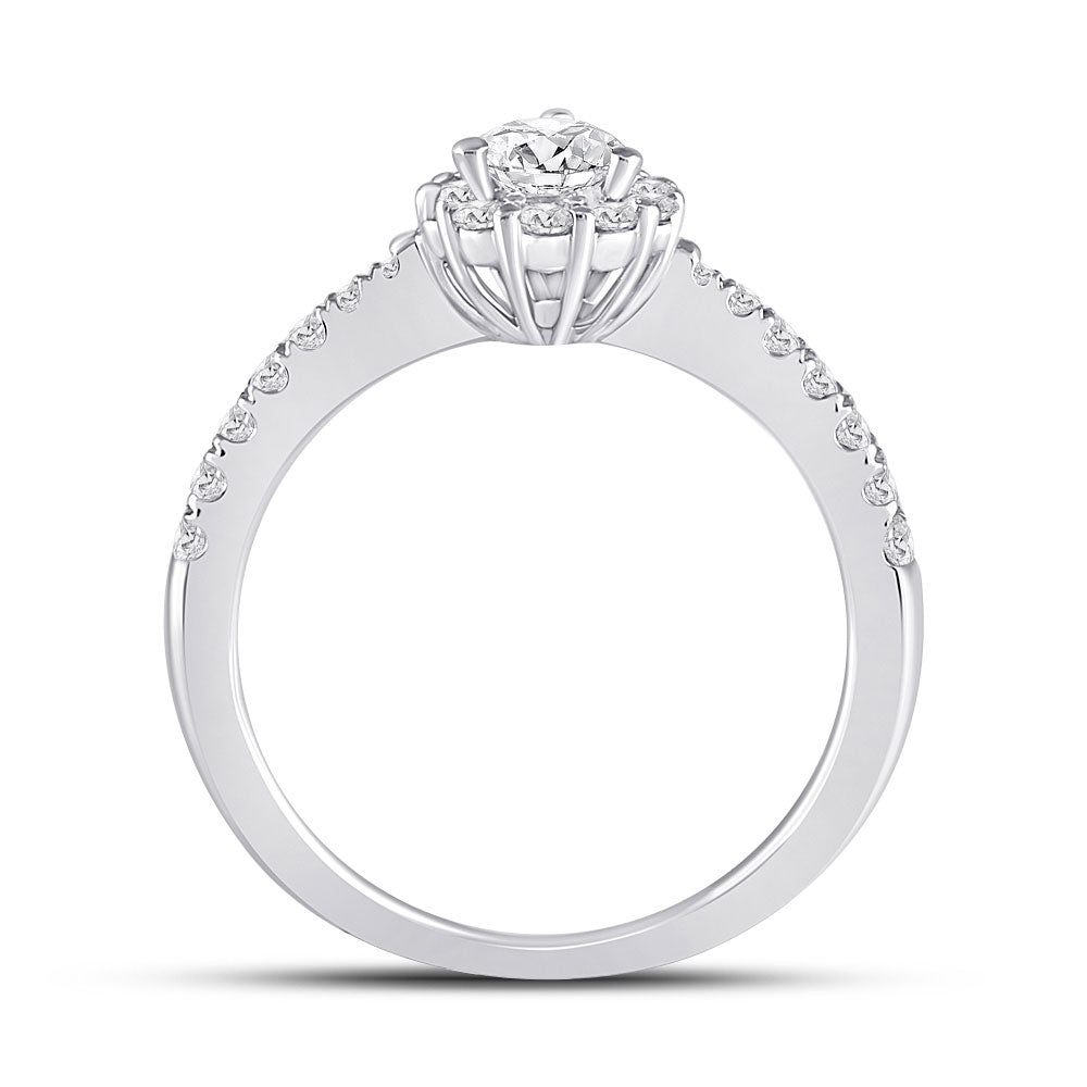 14K White Gold Pear Diamond Solitaire Bridal Wedding Engagement Ring 1 Cttw, Womens Size: 5-10