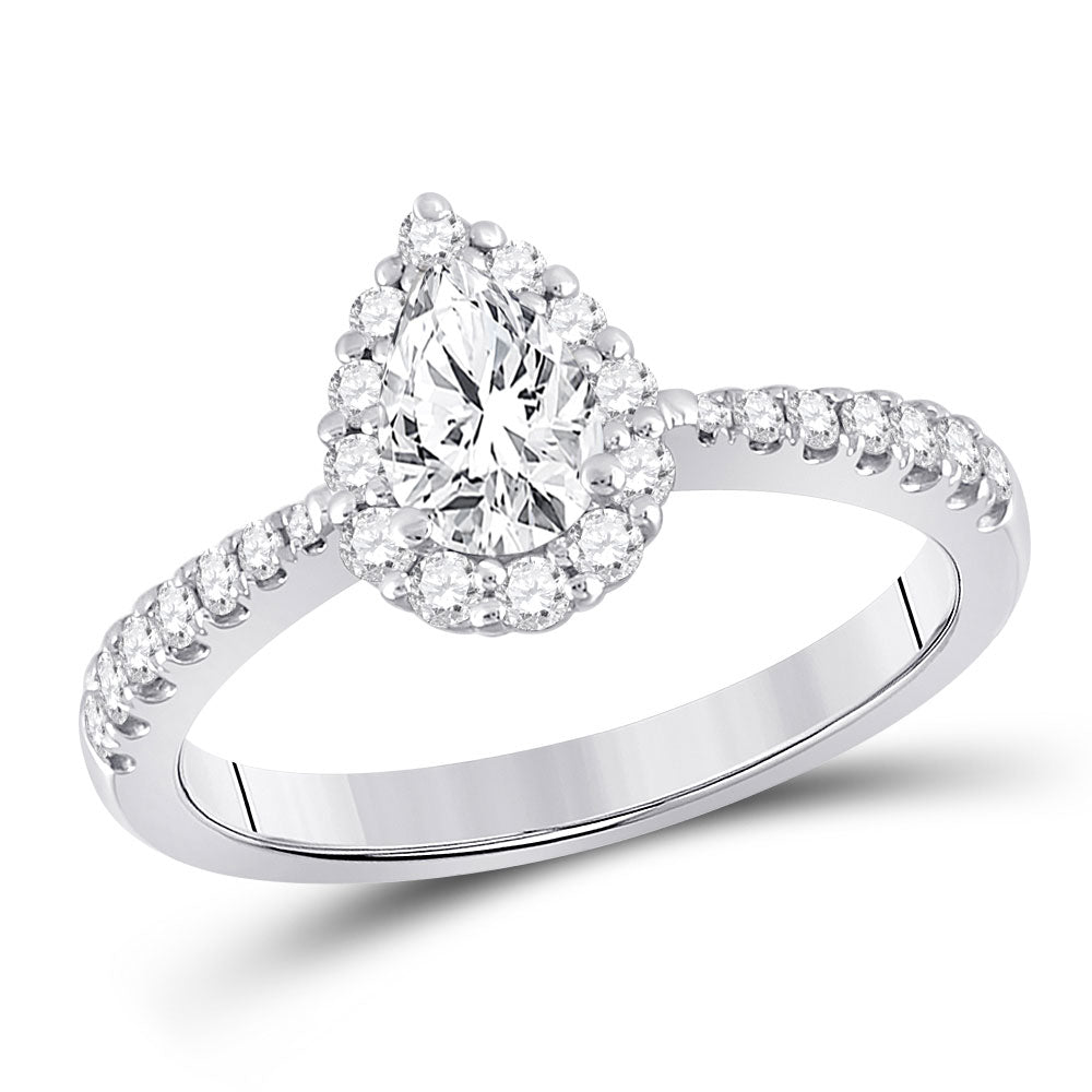 14K White Gold Pear Diamond Solitaire Bridal Wedding Engagement Ring 1 Cttw, Womens Size: 5-10
