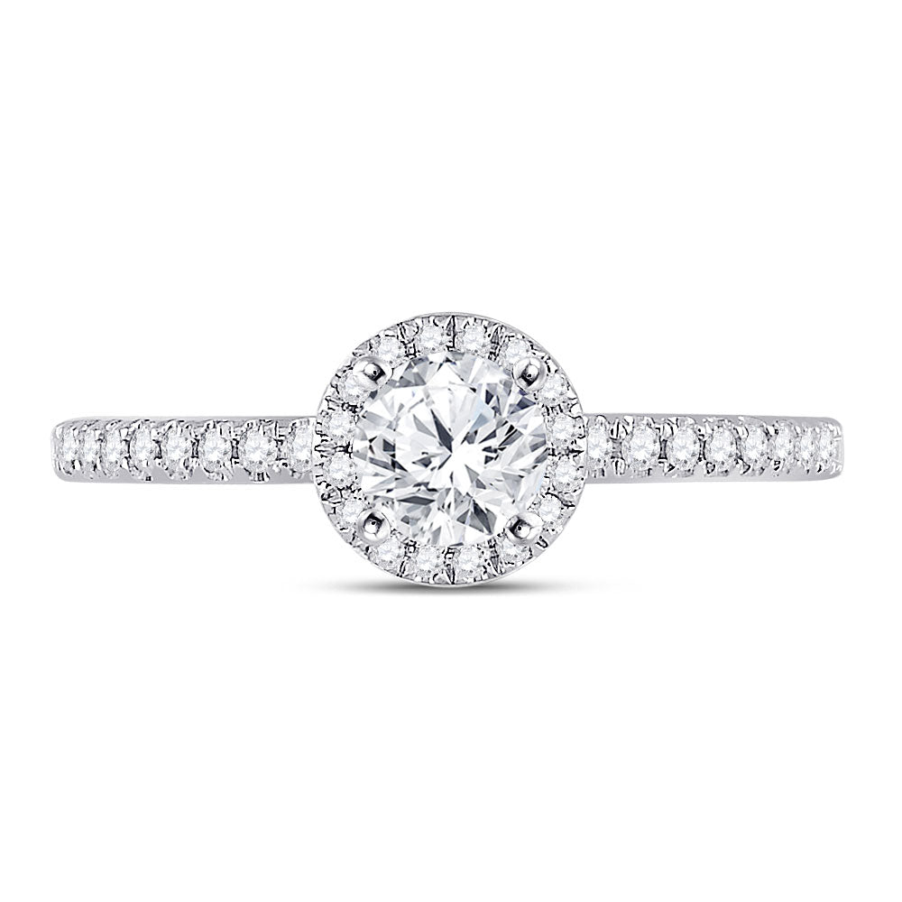 14K White Gold Round Diamond Halo Bridal Wedding Engagement Ring 7/8 Cttw, Womens Size: 5-10