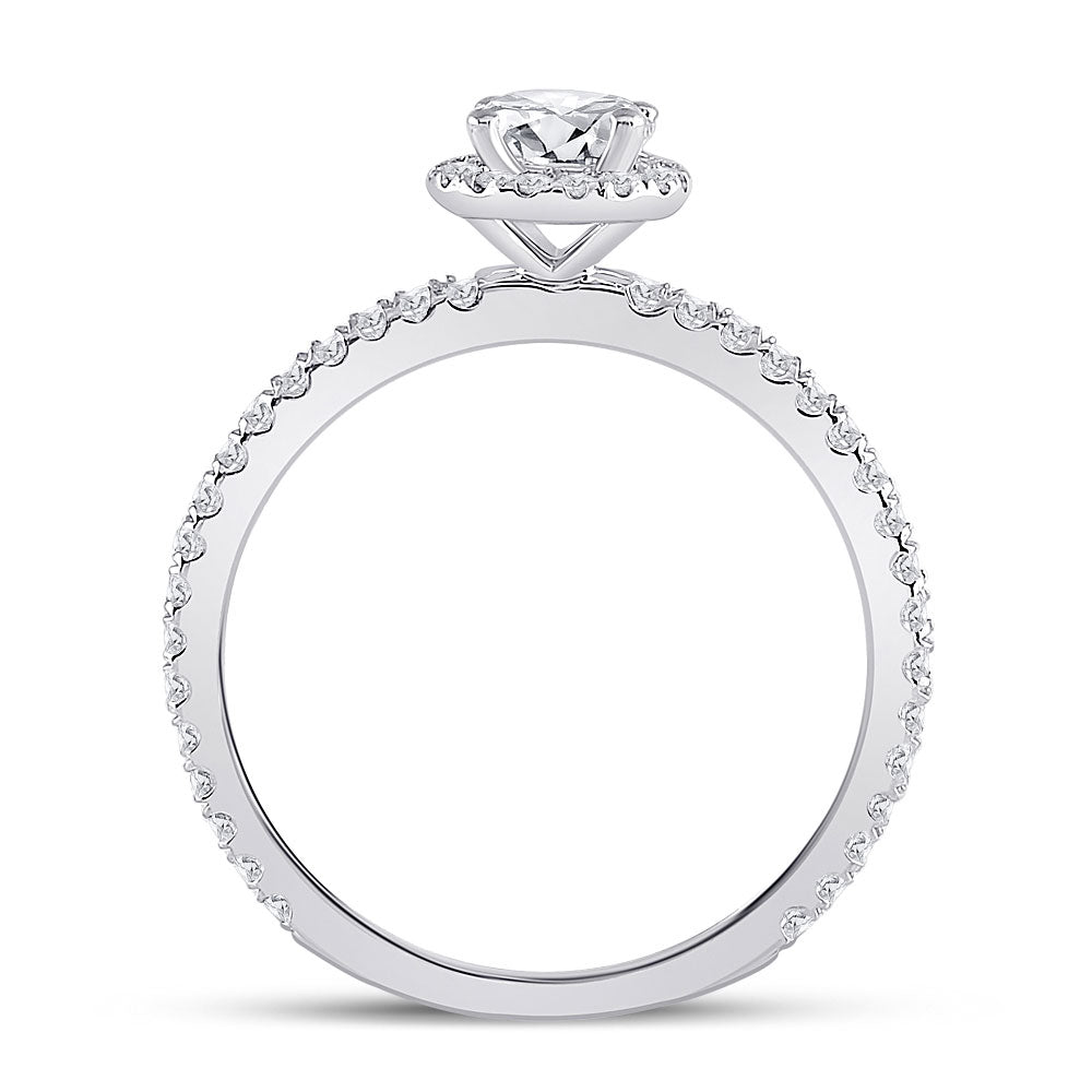 14K White Gold Round Diamond Halo Bridal Wedding Engagement Ring 7/8 Cttw, Womens Size: 5-10