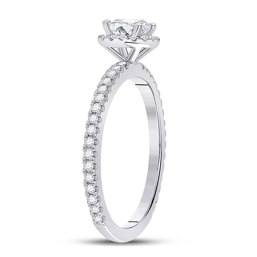 14K White Gold Round Diamond Halo Bridal Wedding Engagement Ring 7/8 Cttw, Womens Size: 5-10