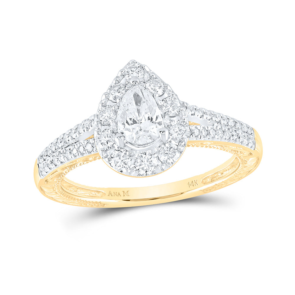 14K Yellow Or White Gold Pear Diamond Solitaire Bridal Wedding Engagement Ring 1 Cttw, Womens Size: 5-10