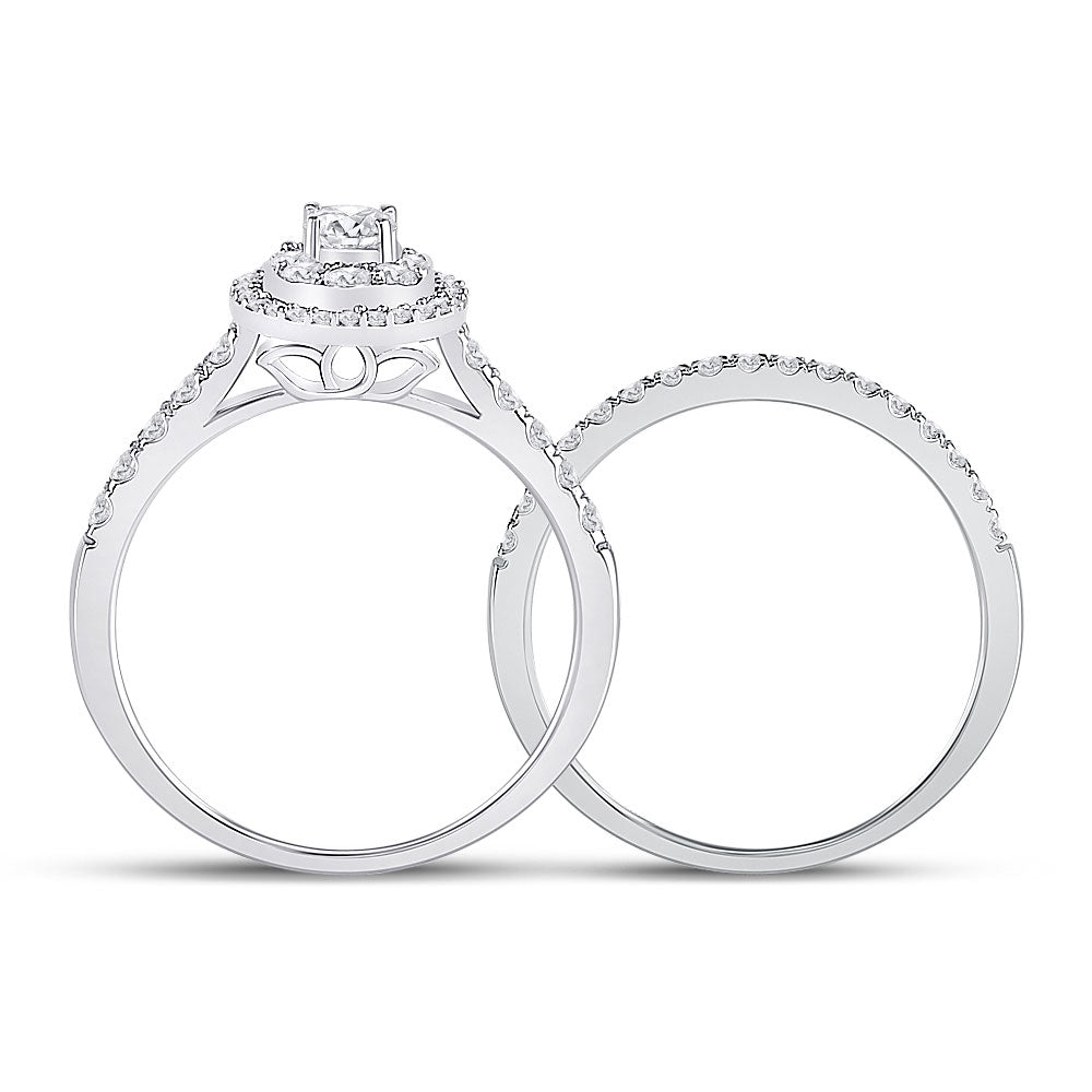 14K White Gold Round Diamond Bridal Wedding Ring Band Set 3/4 Cttw, Womens Size: 5-10