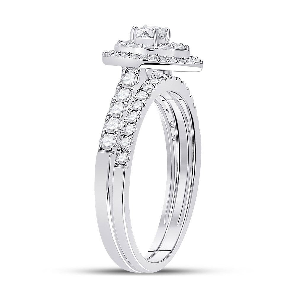 14K White Gold Round Diamond Bridal Wedding Ring Band Set 3/4 Cttw, Womens Size: 5-10