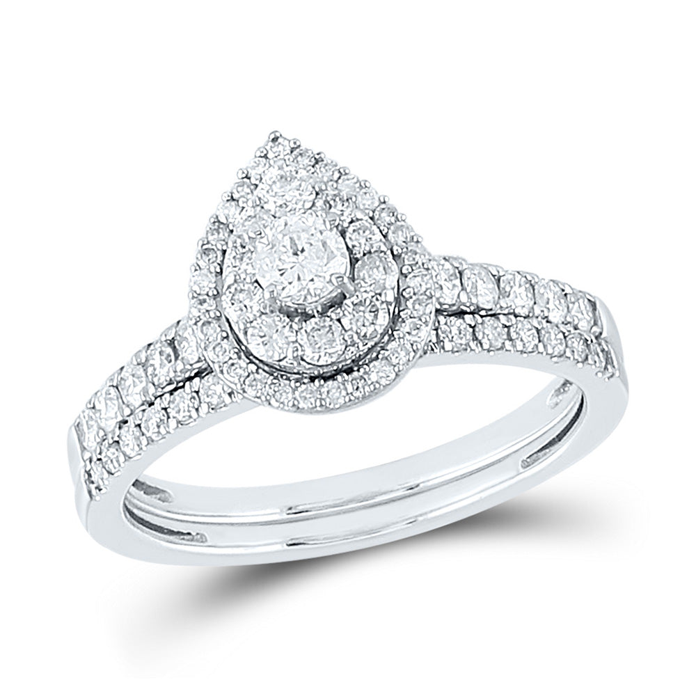 14K White Gold Round Diamond Bridal Wedding Ring Band Set 3/4 Cttw, Womens Size: 5-10