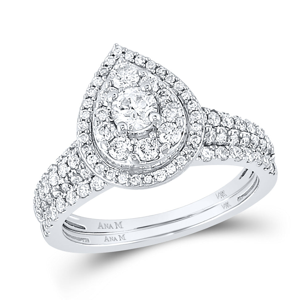 14K White Gold Round Diamond Bridal Wedding Ring Band Set 1 Cttw, Womens Size: 5-10