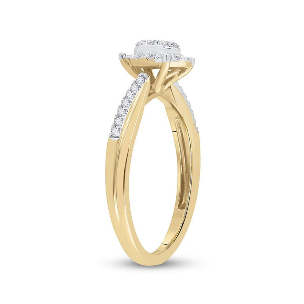 10K Yellow Gold Womens Round Diamond Oval Cluster Ring 1/4 Cttw, Womens Size: 5-10