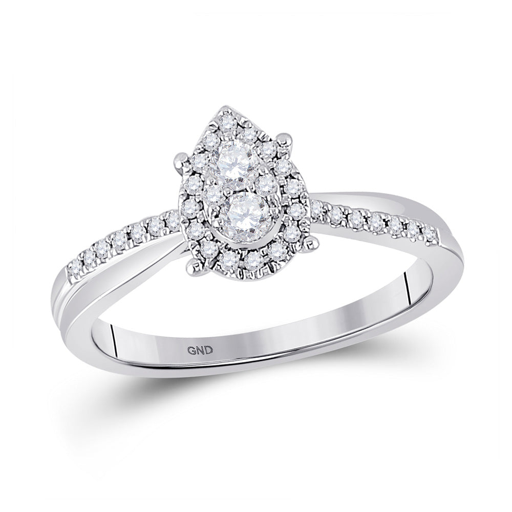 10K Yellow Or White Gold Womens Round Diamond Cluster Pear Promise Ring 1/4 Cttw, Womens Size: 5-10
