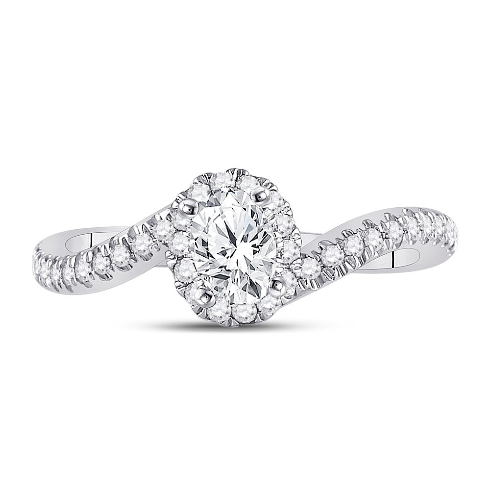 14K White Gold Oval Diamond Halo Bridal Wedding Engagement Ring 3/4 Cttw, Womens Size: 5-10