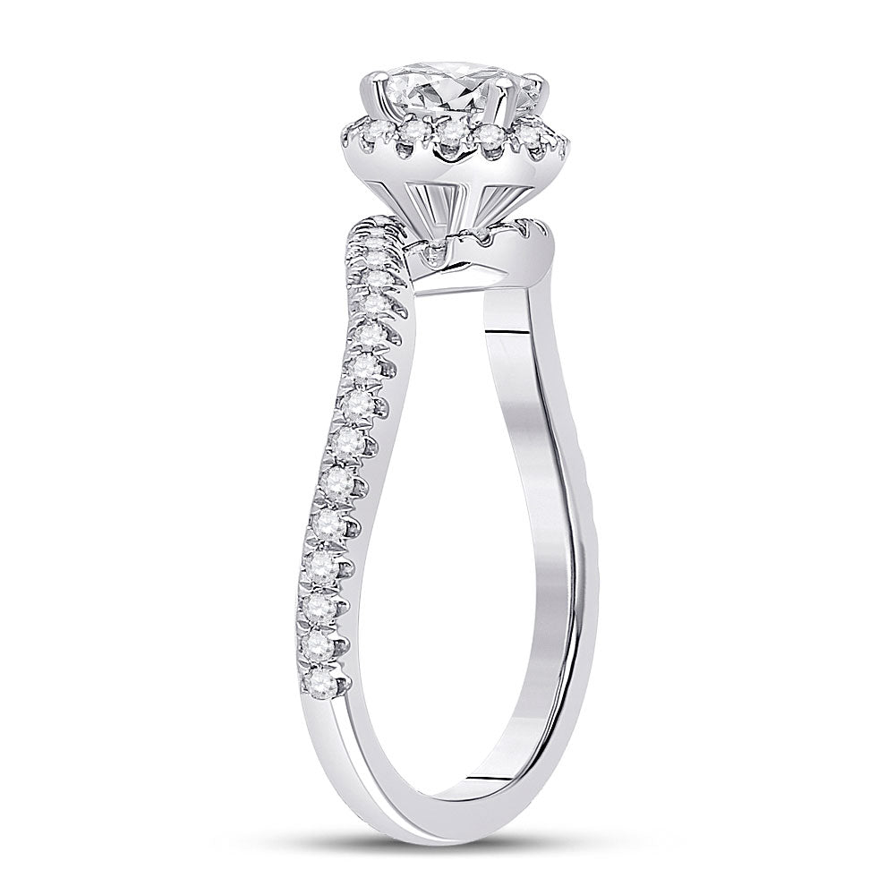 14K White Gold Oval Diamond Halo Bridal Wedding Engagement Ring 3/4 Cttw, Womens Size: 5-10