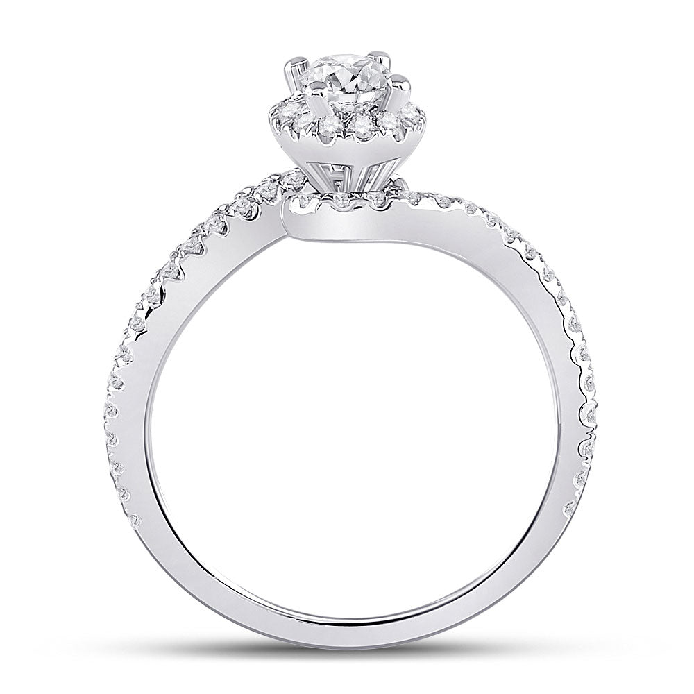14K White Gold Oval Diamond Halo Bridal Wedding Engagement Ring 3/4 Cttw, Womens Size: 5-10