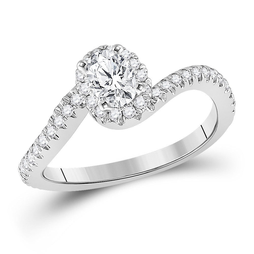 14K White Gold Oval Diamond Halo Bridal Wedding Engagement Ring 3/4 Cttw, Womens Size: 5-10