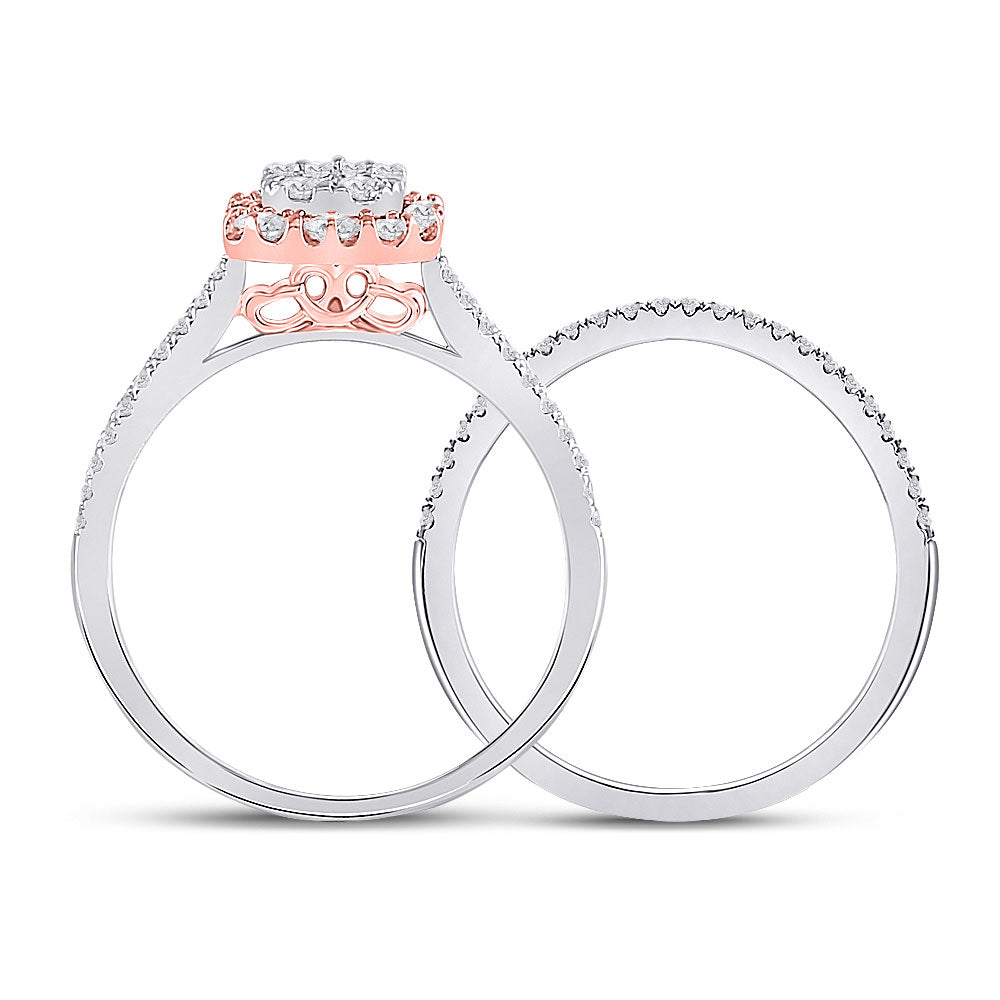 14K Two-tone Gold Princess Diamond Bridal Wedding Ring Band Set 3/4 Cttw, Womens Size: 5-10