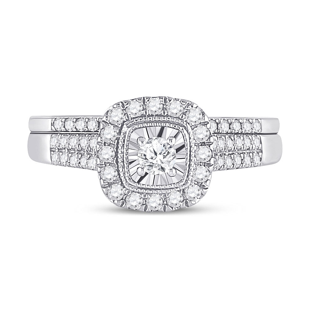 10K Two-tone Gold Round Diamond Bridal Wedding Ring Band Set 1/2 Cttw, Womens Size: 5-10