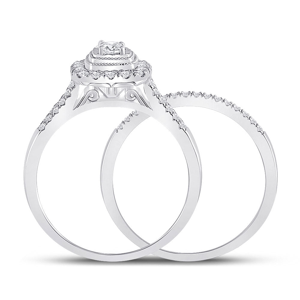 10K Two-tone Gold Round Diamond Bridal Wedding Ring Band Set 1/2 Cttw, Womens Size: 5-10