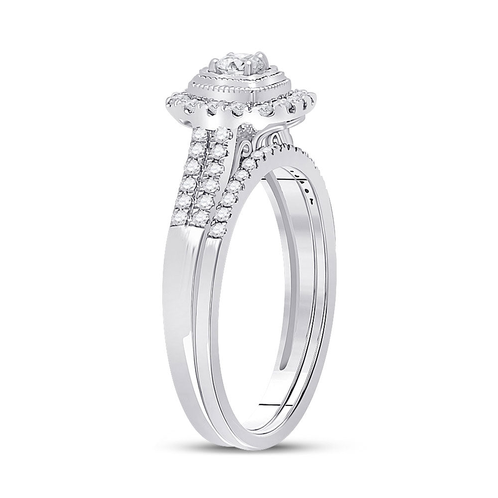 10K Two-tone Gold Round Diamond Bridal Wedding Ring Band Set 1/2 Cttw, Womens Size: 5-10