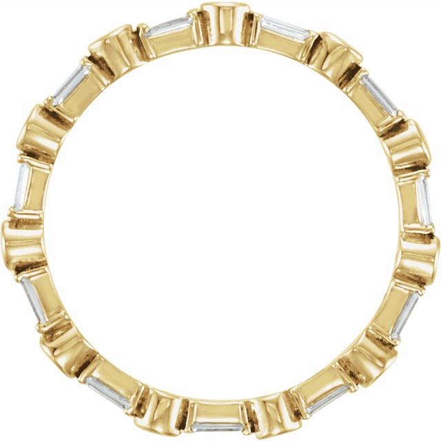14K Yellow Gold Straight Baguette 2.5 X 1 Mm Si2-Si3, Ghi Polished 1/2 Ctw Natural Diamond Eternity Band, Size 7