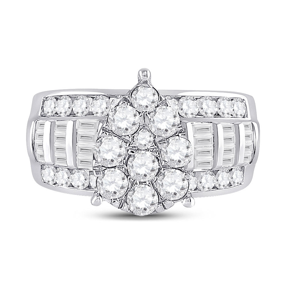 10K White Gold Round Diamond Pear Bridal Wedding Engagement Ring 2 Cttw, Womens Size: 5-10