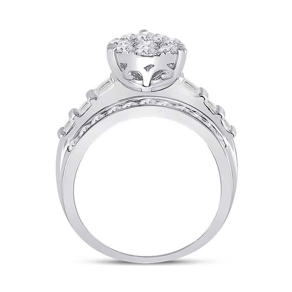 10K White Gold Round Diamond Pear Bridal Wedding Engagement Ring 2 Cttw, Womens Size: 5-10