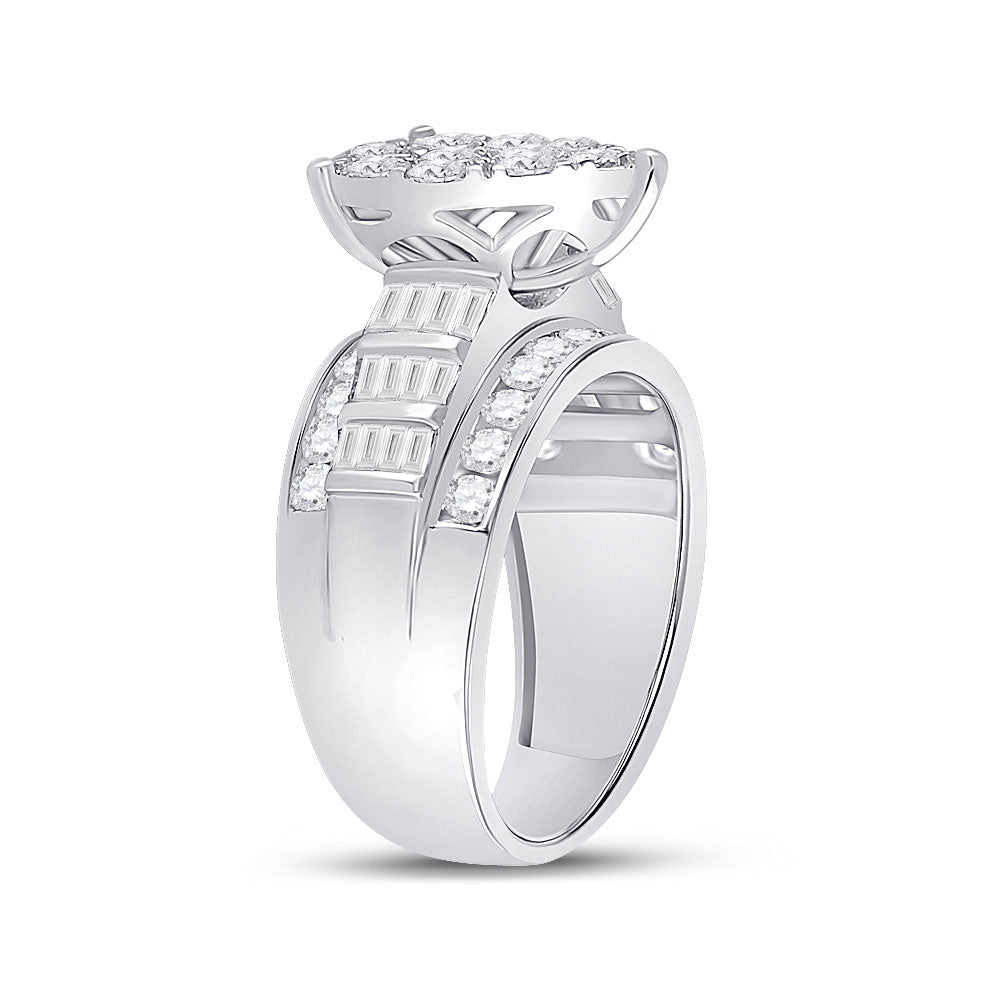 10K White Gold Round Diamond Pear Bridal Wedding Engagement Ring 2 Cttw, Womens Size: 5-10