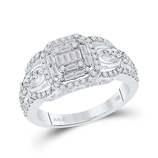 14K White Gold Baguette Diamond Square Bridal Wedding Engagement Ring 3/4 Cttw, Womens Size: 5-10