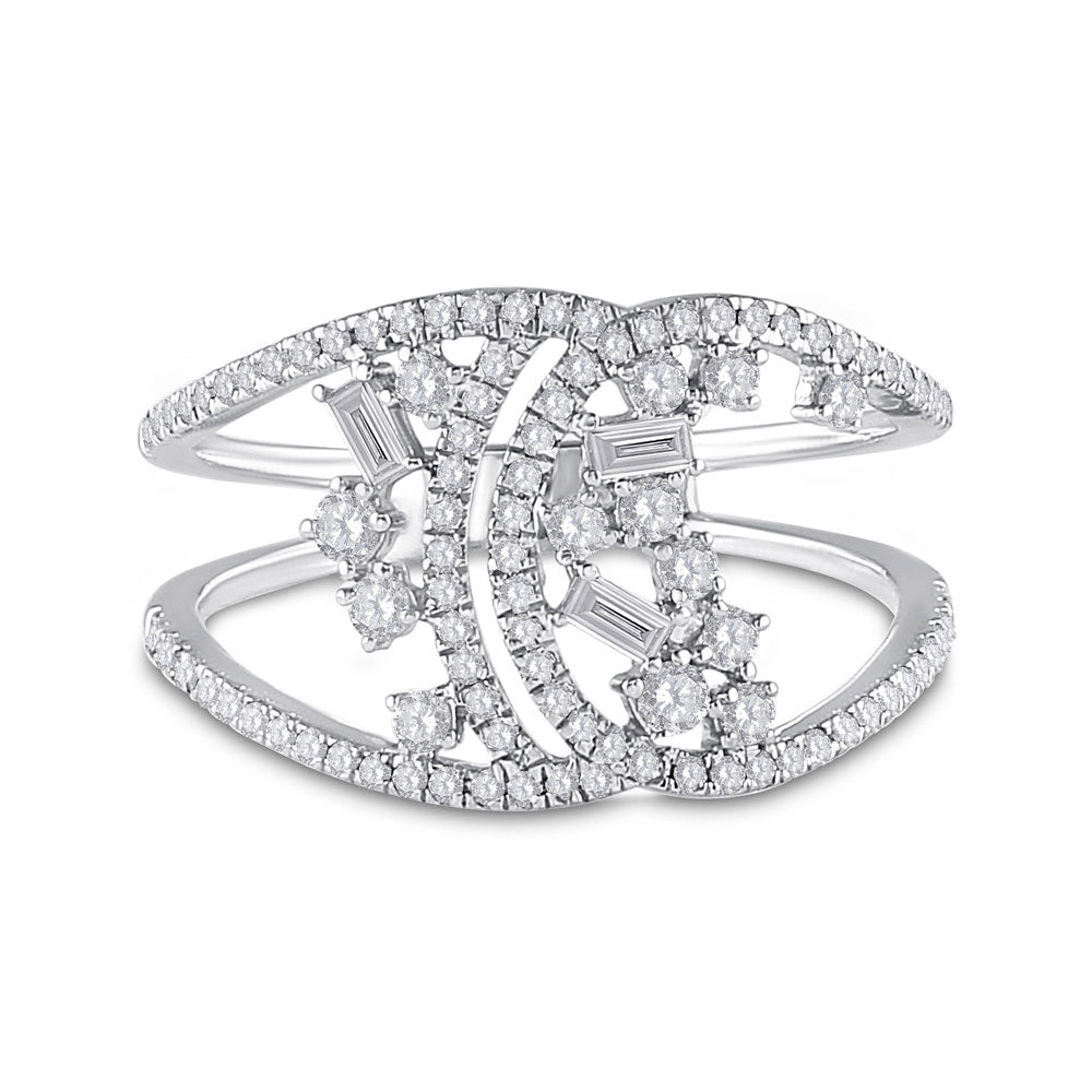 14K Yellow Or White Or Rose Gold Womens Round Diamond Scattered Fashion Ring , Womens Size: 5-10