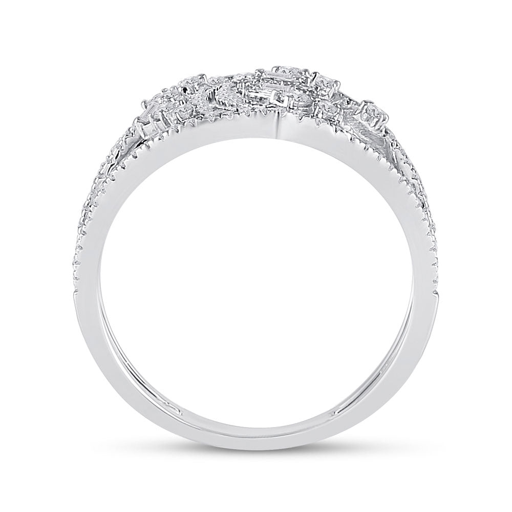 14K Yellow Or White Or Rose Gold Womens Round Diamond Scattered Fashion Ring , Womens Size: 5-10