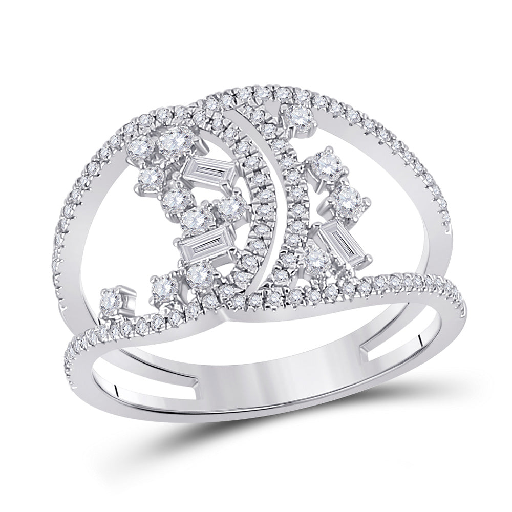 14K Yellow Or White Or Rose Gold Womens Round Diamond Scattered Fashion Ring , Womens Size: 5-10