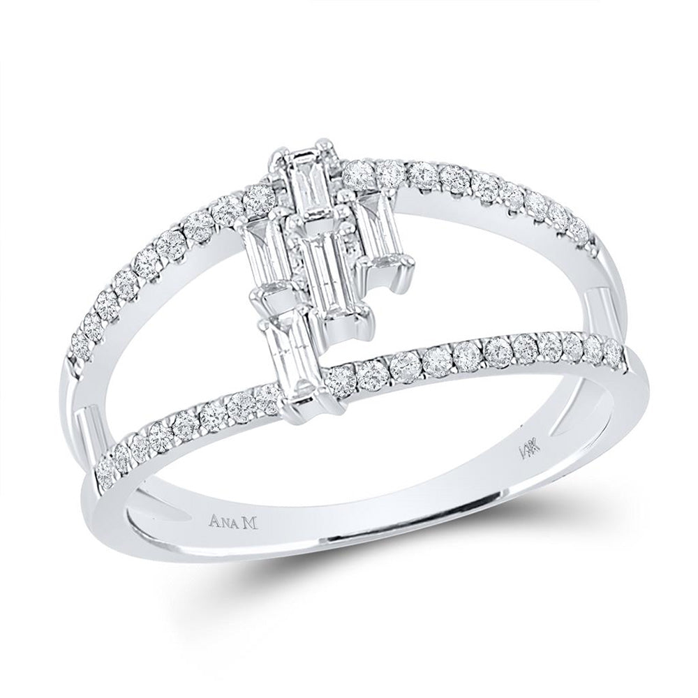 14K Rose Or White Gold Womens Baguette Diamond Modern Fashion Ring 1/3 Cttw, Womens Size: 5-10