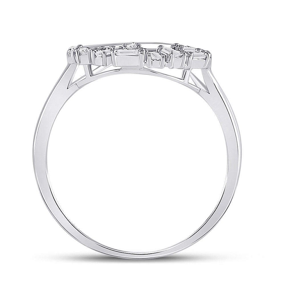 14K White Gold Womens Round Diamond Teardrop Scattered Fashion Ring 1/5 Cttw, Womens Size: 5-10
