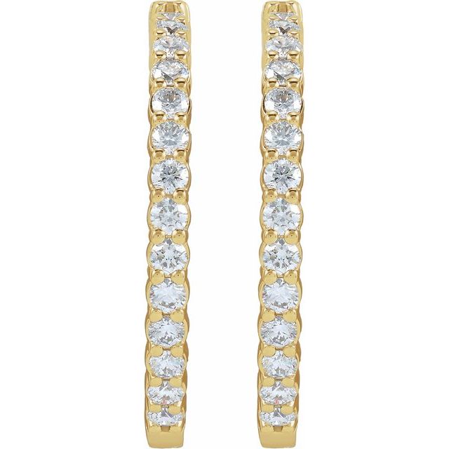 14K Yellow Or White Gold Vs, F+ Hinged Polished Lab-Grown Diamond Inside-Outside Hoop Earrings