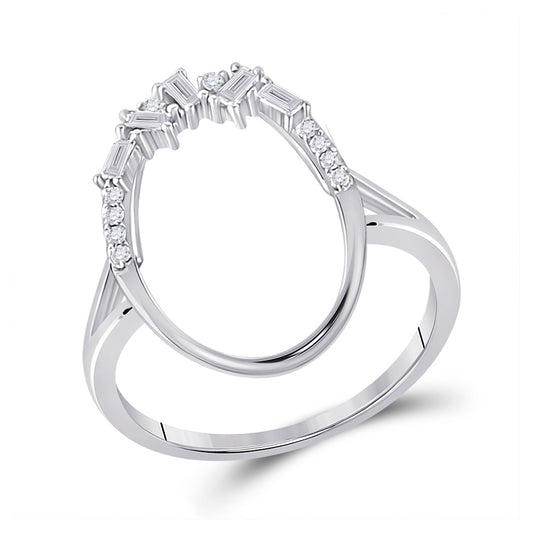 14K White Gold Womens Round Diamond Scattered Oval Ring 1/6 Cttw, Womens Size: 5-10