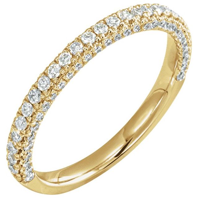 14K Yellow Or White Or Rose Gold Or Platinum Round 1.3Mm Si1-Si2, G-H Polished 5/8 Ctw Lab-Grown Diamond Matching Band, Size 7