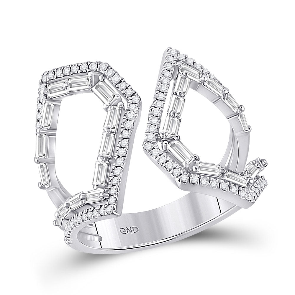 14K White Gold Womens Round Diamond Modern Fashion Ring 3/4 Cttw, Womens Size: 5-10