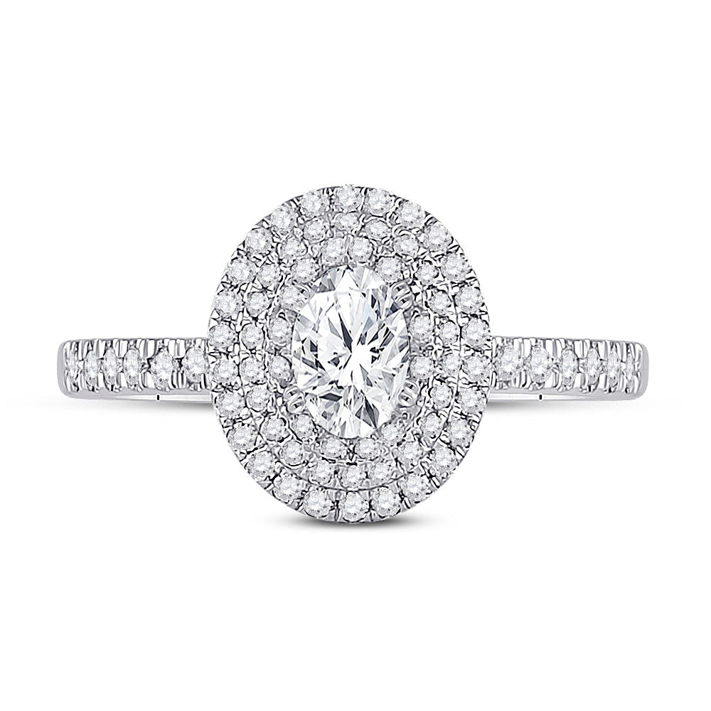 14K White Gold Oval Diamond Halo Bridal Wedding Engagement Ring 3/4 Cttw, Womens Size: 5-10