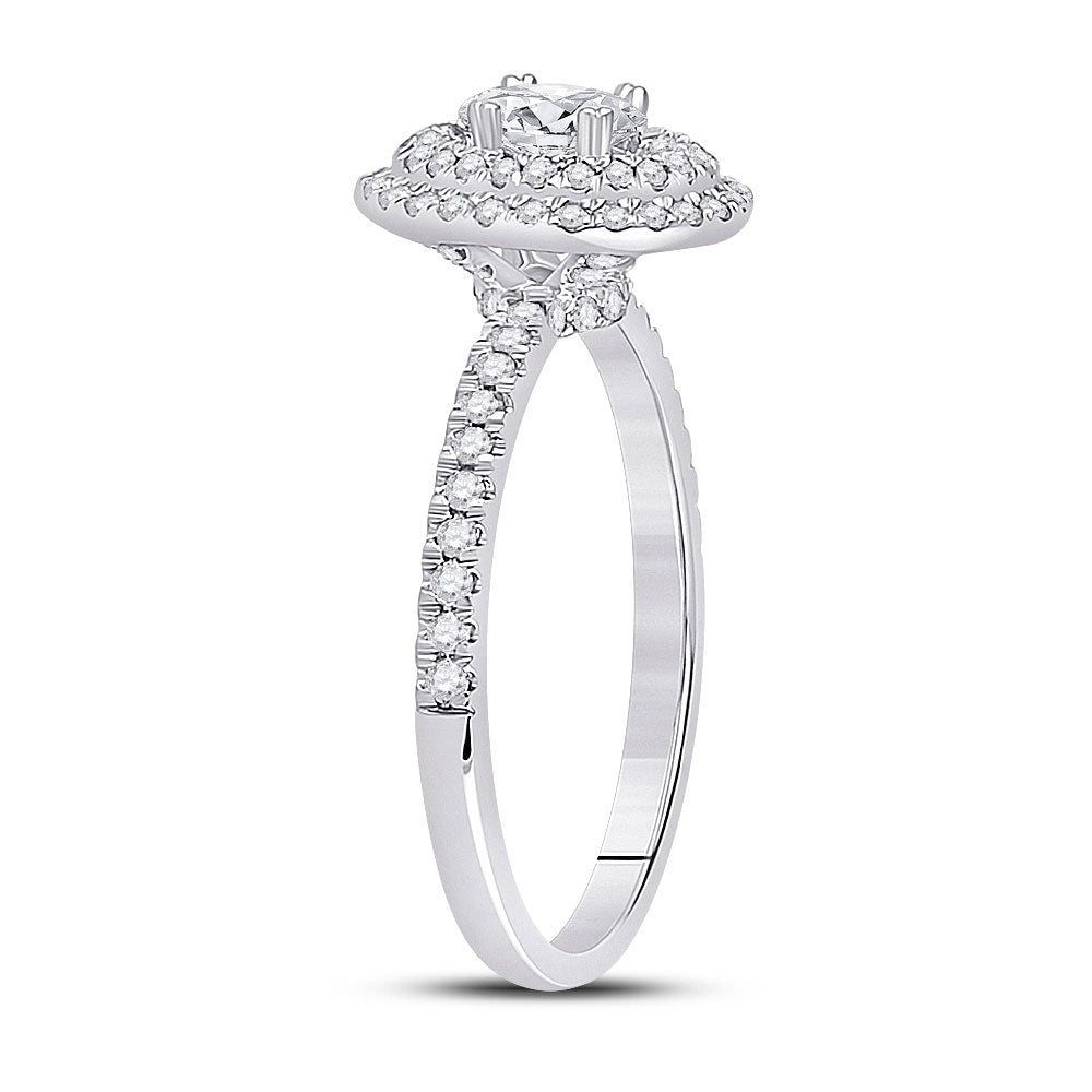 14K White Gold Oval Diamond Halo Bridal Wedding Engagement Ring 3/4 Cttw, Womens Size: 5-10
