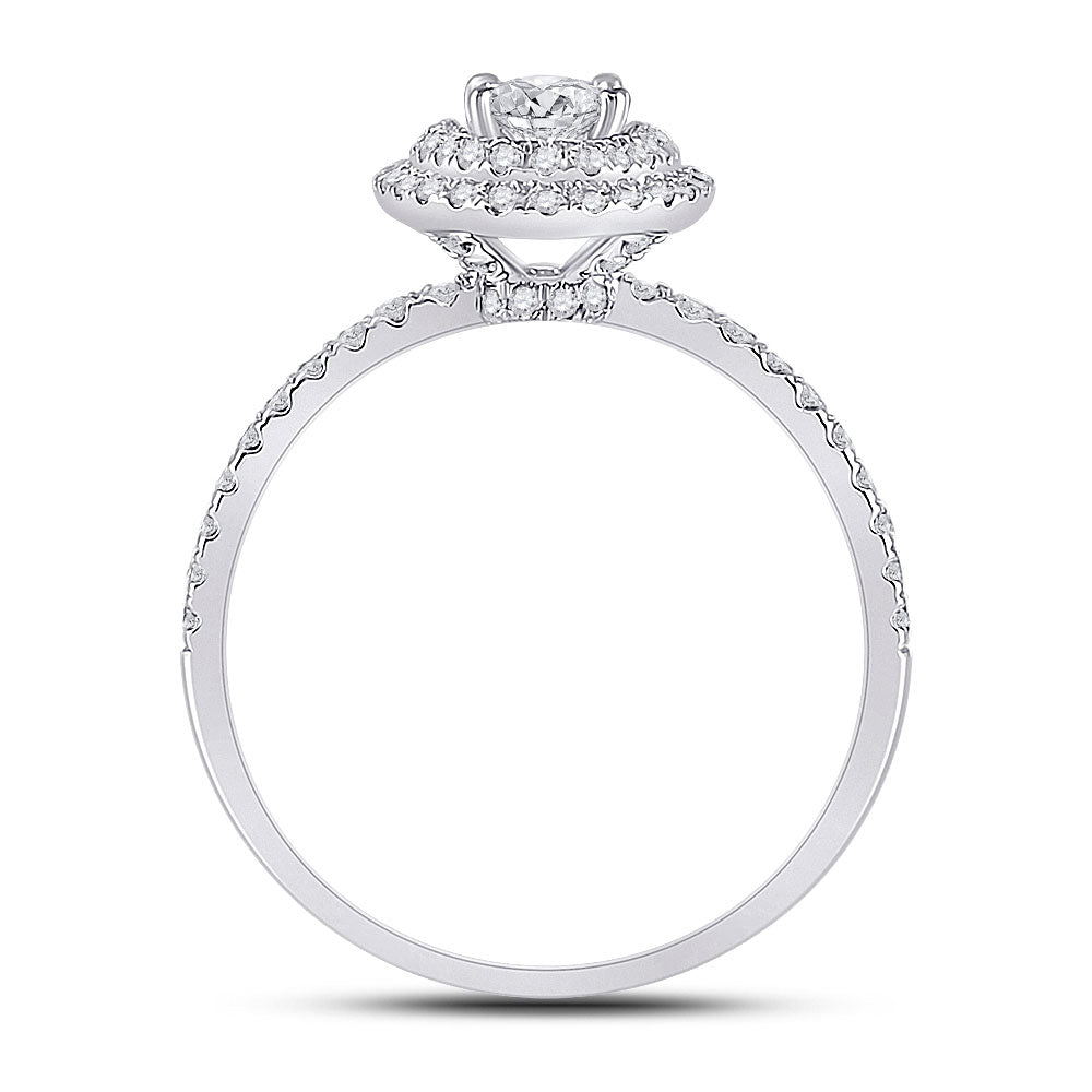 14K White Gold Oval Diamond Halo Bridal Wedding Engagement Ring 3/4 Cttw, Womens Size: 5-10