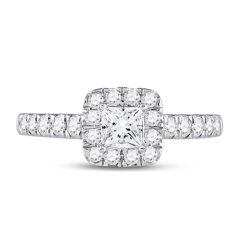 14K White Gold Princess Diamond Halo Bridal Wedding Engagement Ring 1 Cttw, Womens Size: 5-10