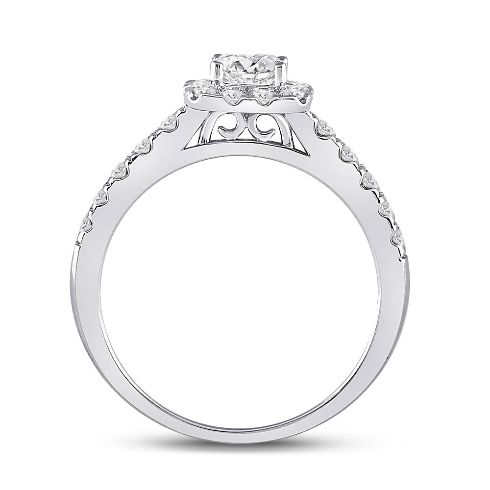 14K White Gold Princess Diamond Halo Bridal Wedding Engagement Ring 1 Cttw, Womens Size: 5-10