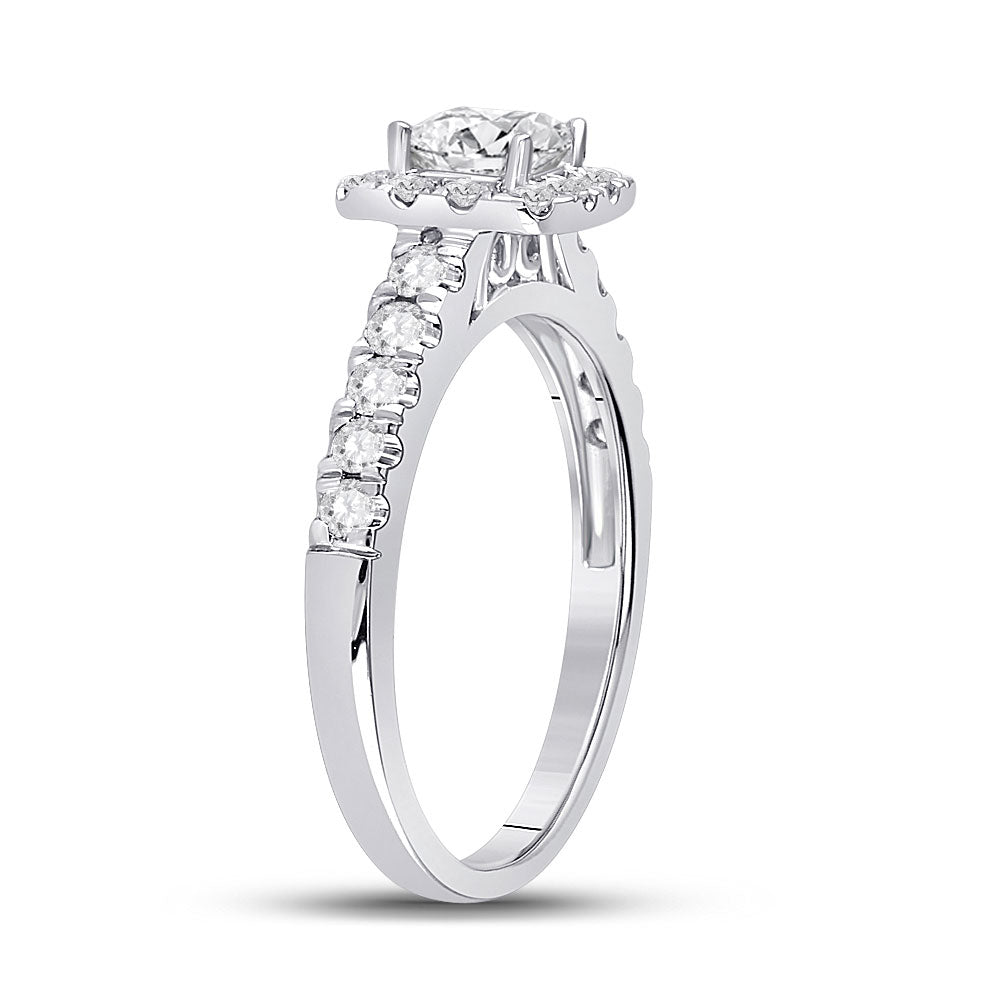 14K White Gold Princess Diamond Halo Bridal Wedding Engagement Ring 1 Cttw, Womens Size: 5-10