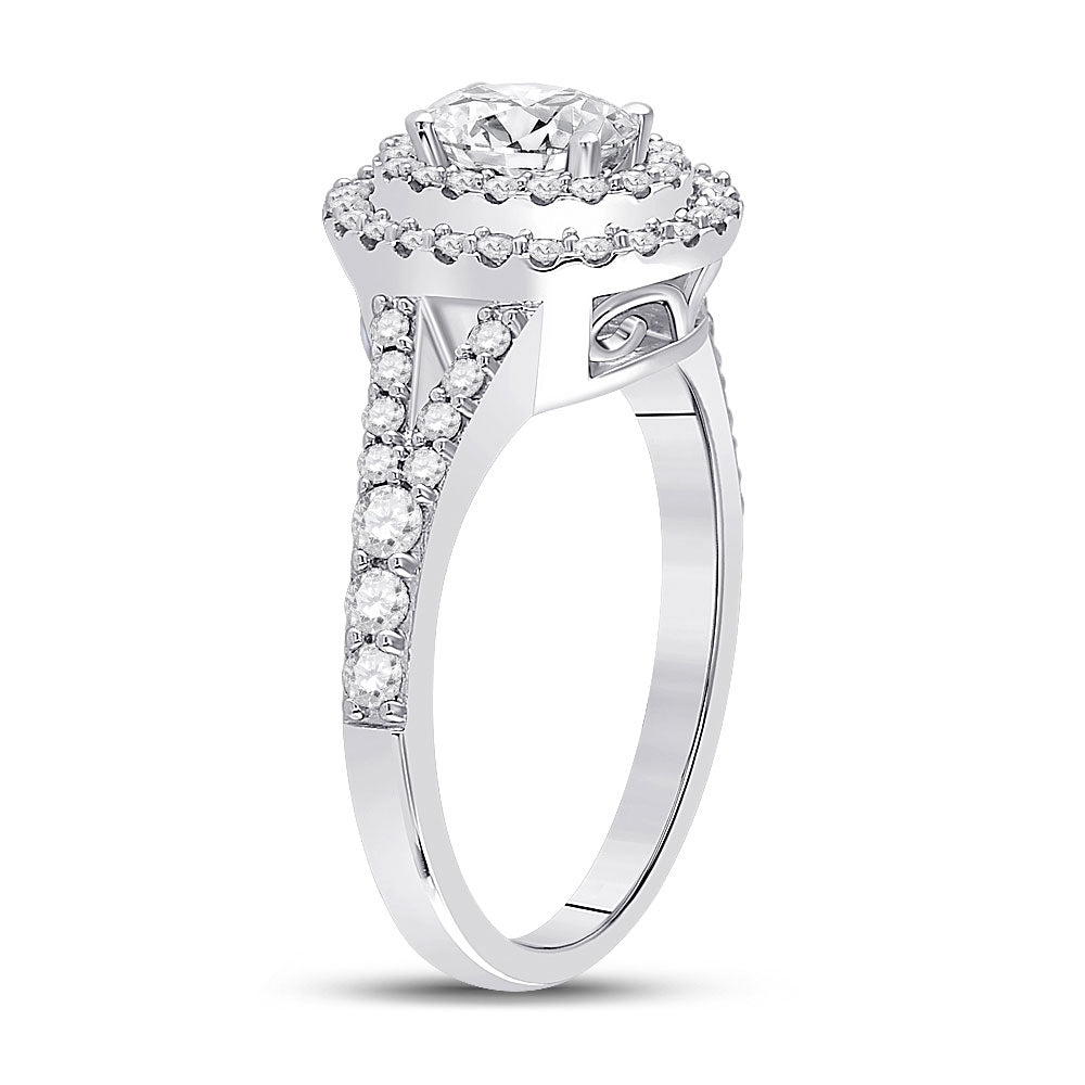 14K White Gold Oval Diamond Halo Bridal Wedding Engagement Ring 1 Cttw, Womens Size: 5-10