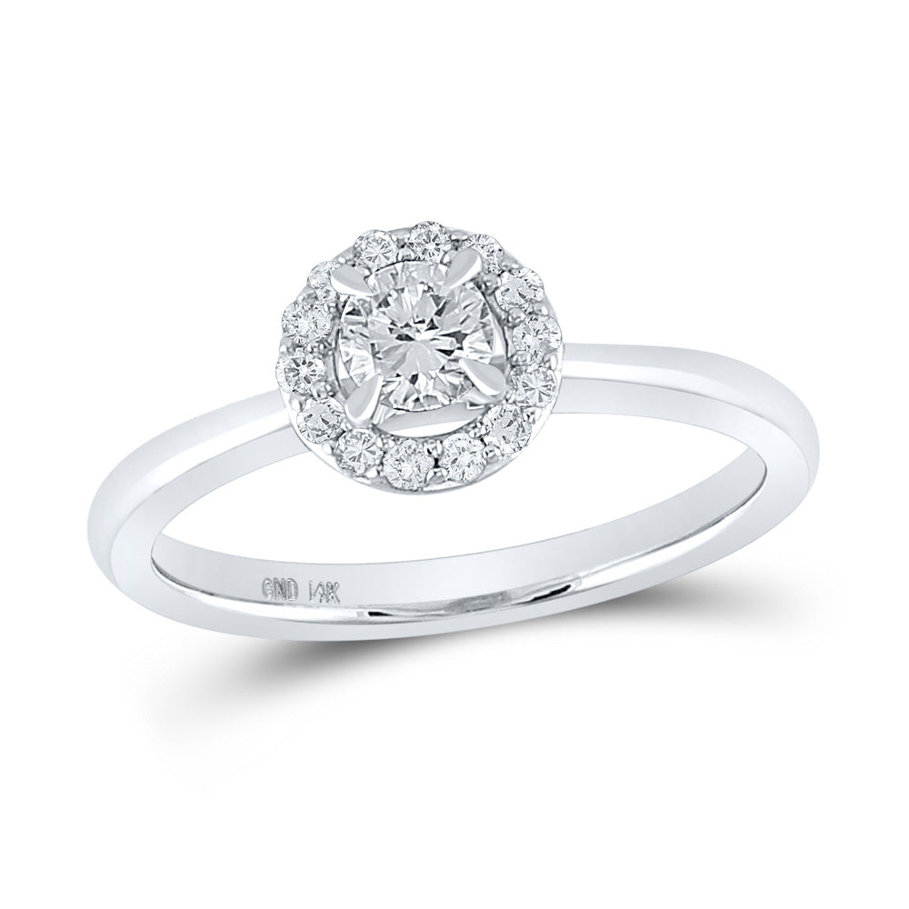 14K Yellow Or White Gold Round Diamond Halo Bridal Wedding Engagement Ring 1/2 Cttw, Womens Size: 5-10