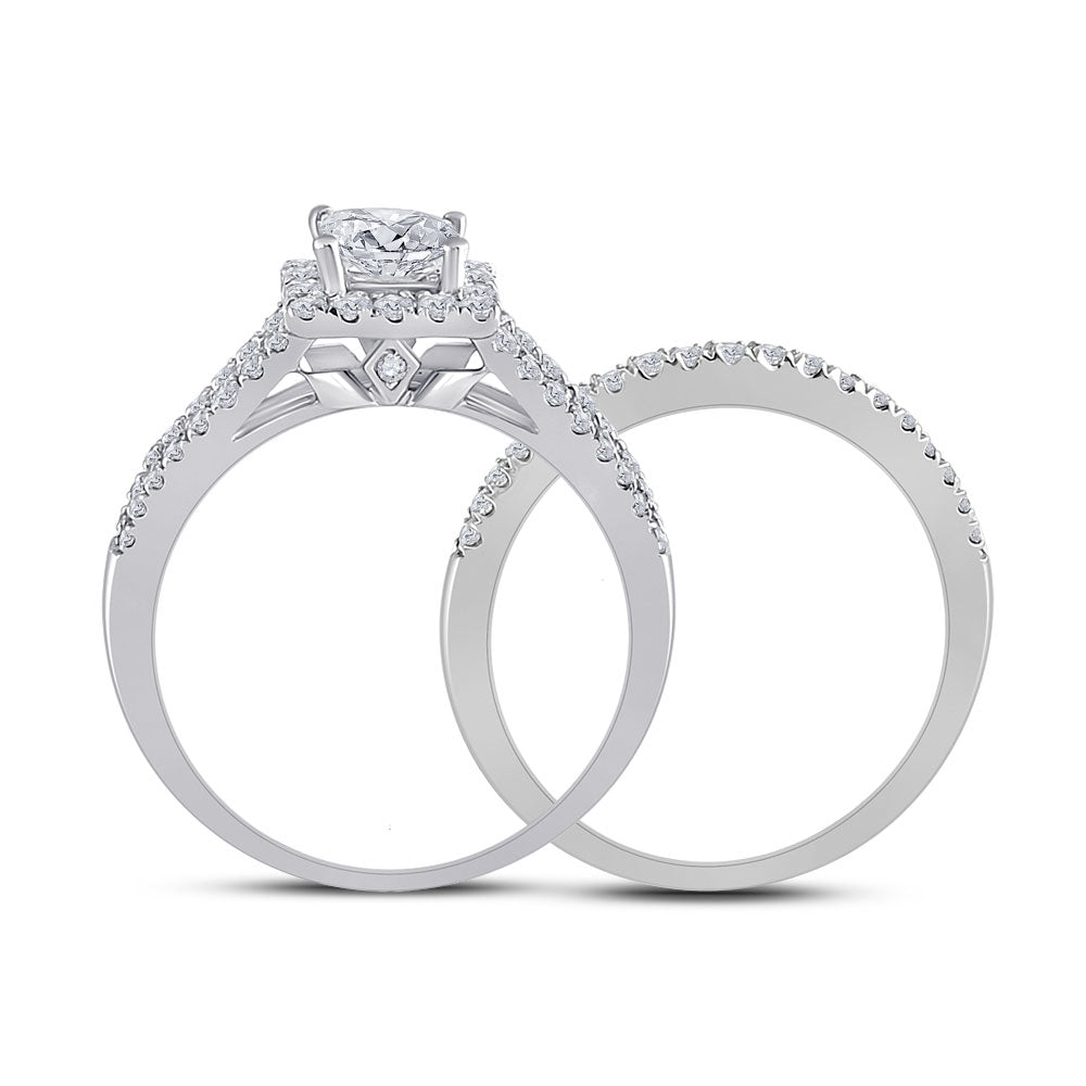 14K White Gold Princess Diamond Bridal Wedding Ring Band Set 1-3/4 Cttw, Womens Size: 5-10