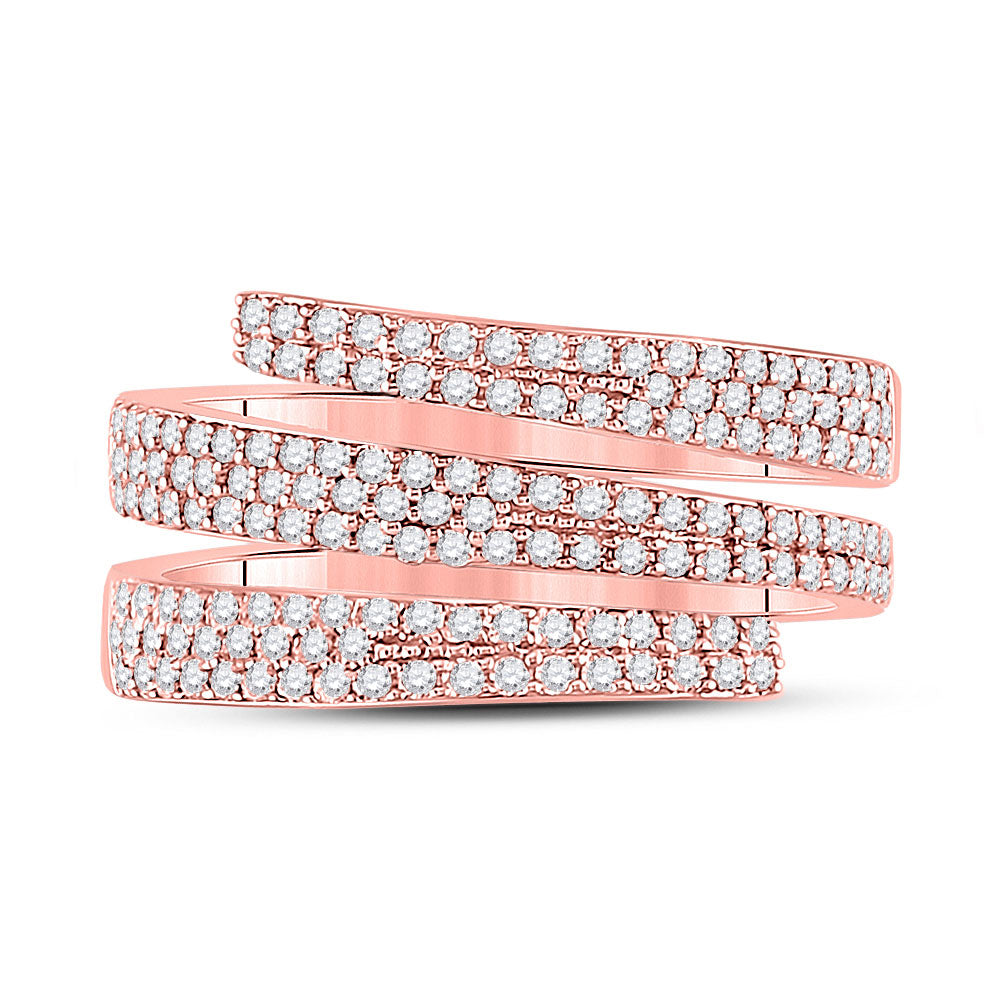 14K Rose Gold Womens Round Diamond Right-Hand Fashion Ring 5/8 Cttw, Womens Size: 5-10