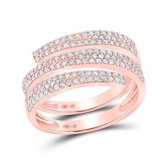 14K Rose Gold Womens Round Diamond Right-Hand Fashion Ring 5/8 Cttw, Womens Size: 5-10