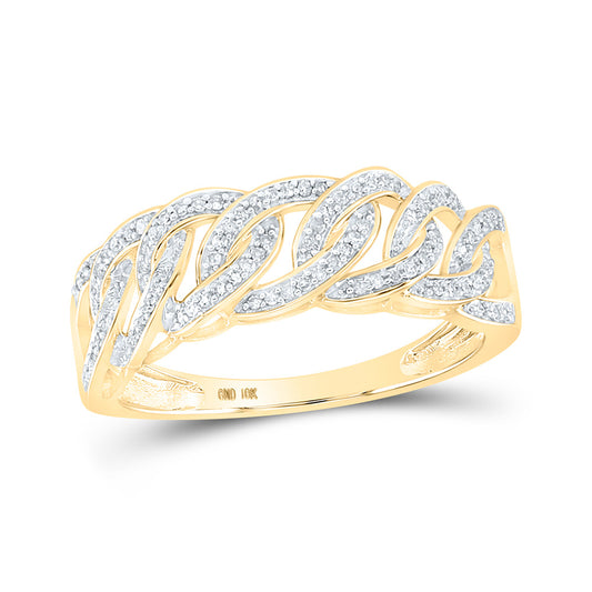 10K Yellow Gold Mens Round Diamond Cuban Link Ring 1/4 Cttw, Mens Size: 7-13