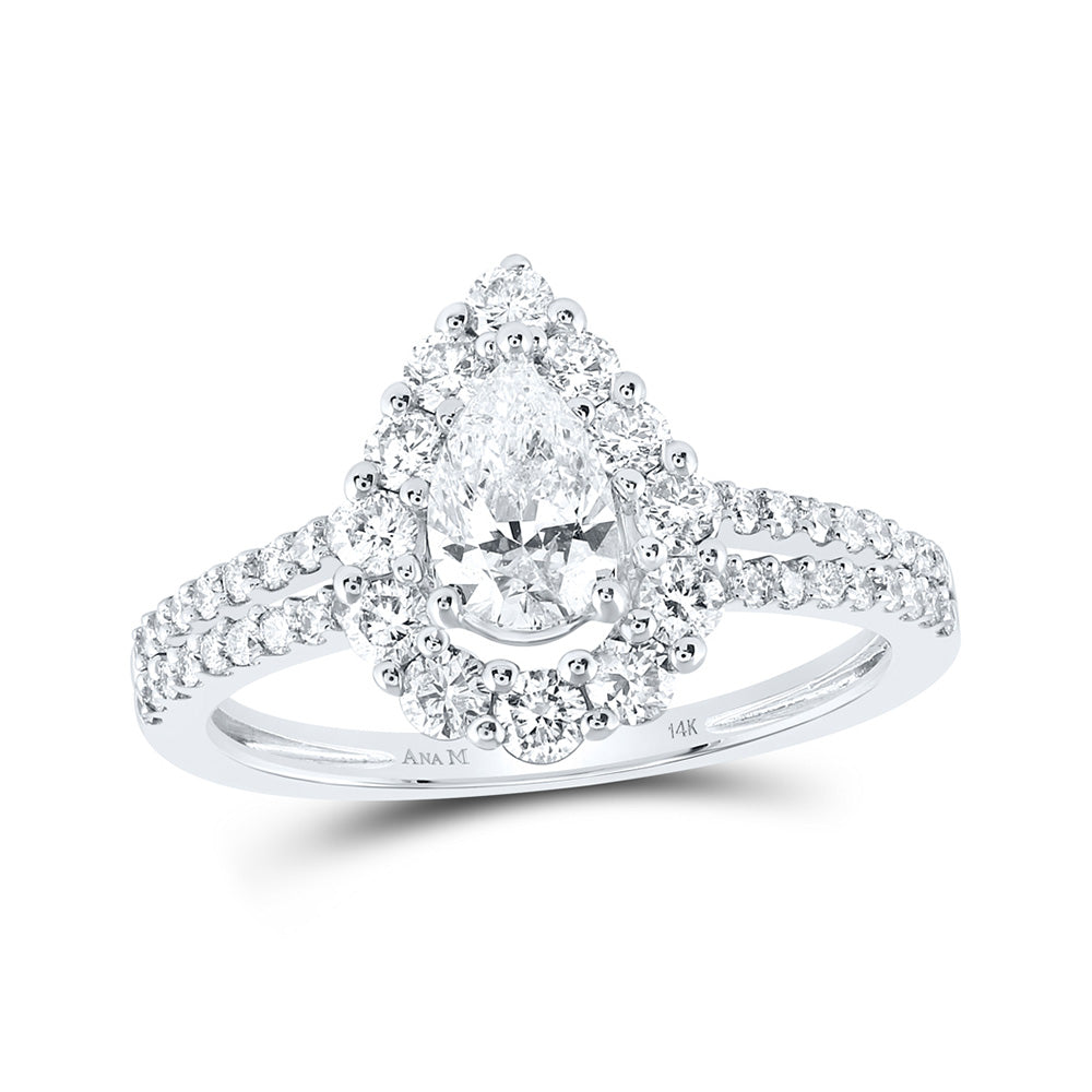 14K White Gold Pear Diamond Solitaire Bridal Wedding Engagement Ring 1-1/3 Cttw, Womens Size: 5-10